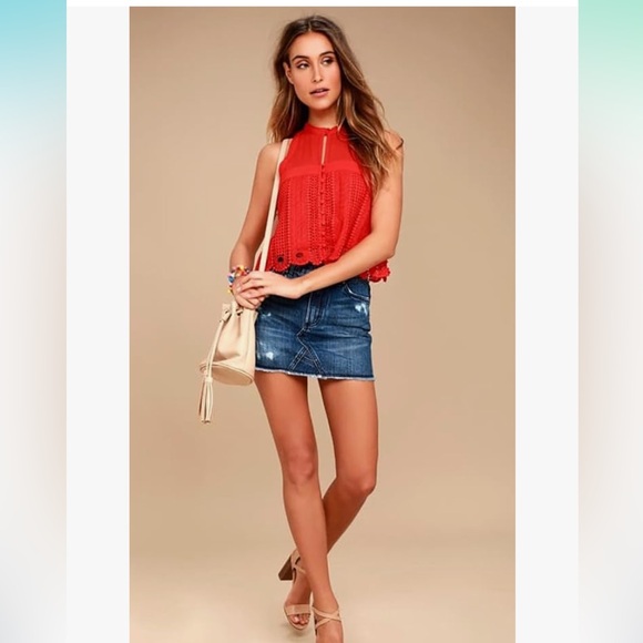 Free People Rory Crochet Overlay Boxy Crop Tank Size‎ XS - Picture 3 of 9